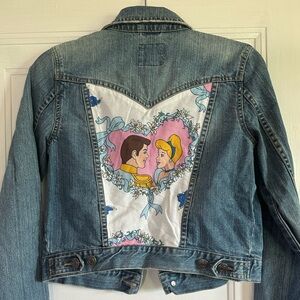 Cinderella OOAK Denim Jean Jacket -Upcycled with vintage Disney bedsheets